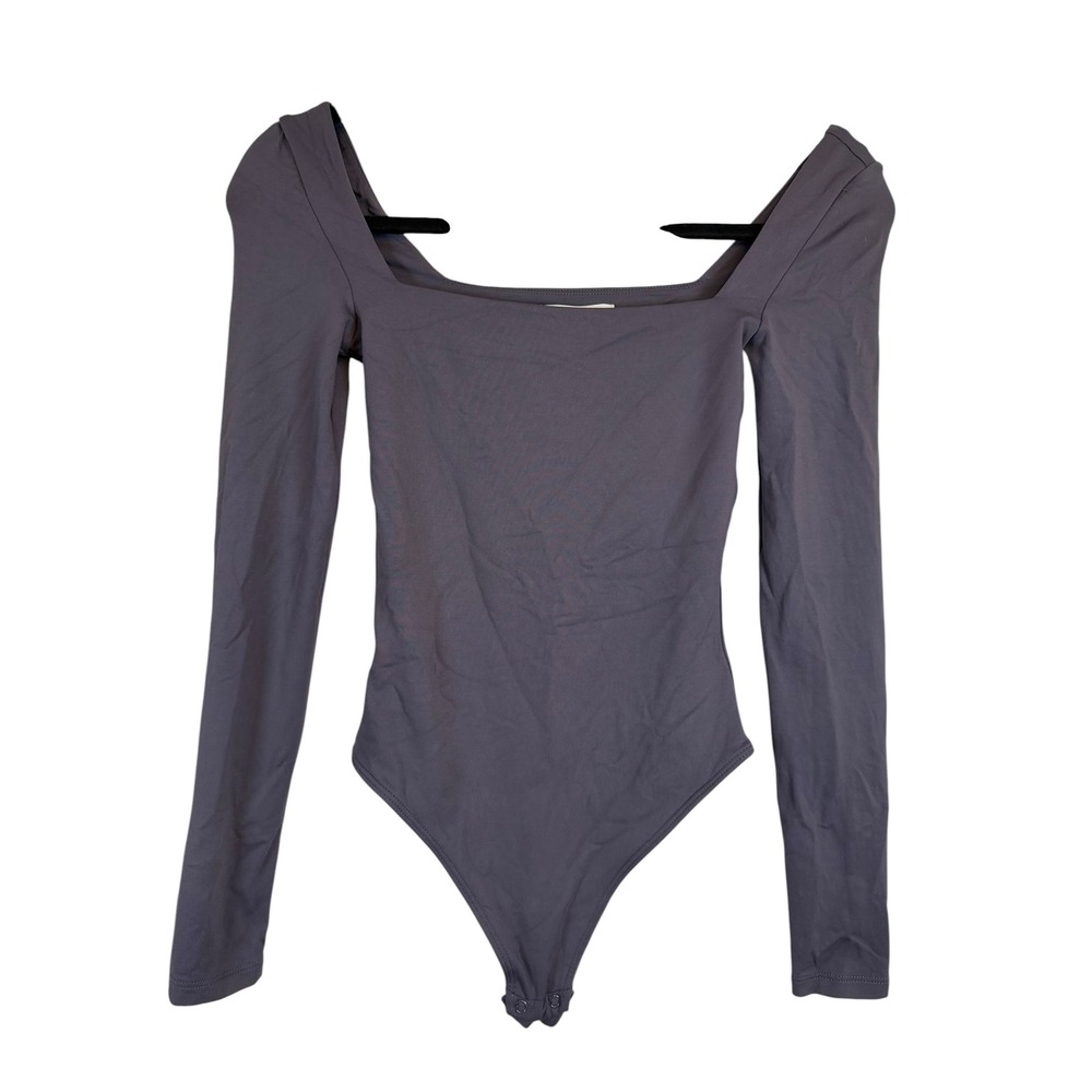 Aritzia Babaton Contour Squareneck Long Sleeve Bodysuit XS Purple Grey